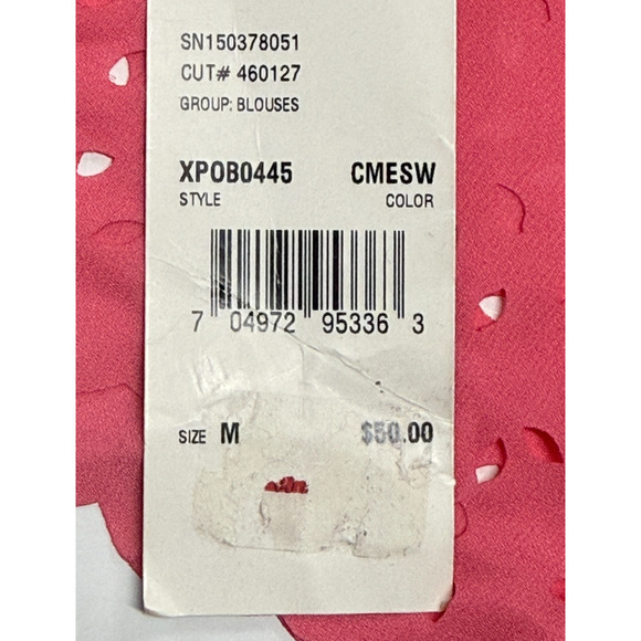 NY Collection Top Womens Medium Pink Tiered Scallops Button Up Career NWT - Picture 10 of 11